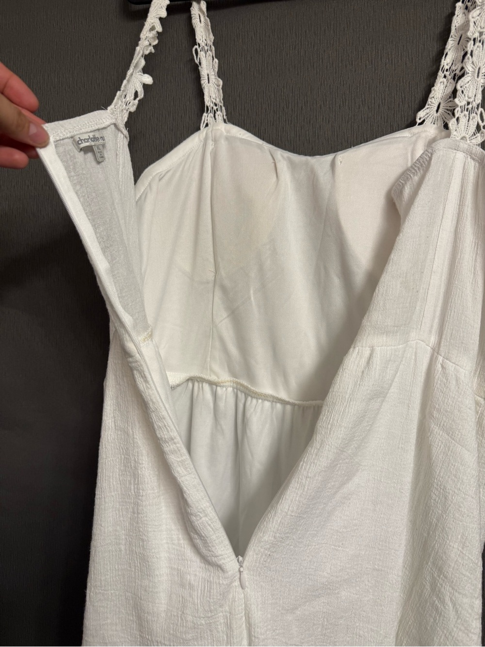 Charlotte Russe White 100% Cotton cottagecore Lace Strap Mini Dress XL BRSS0594 - Picture 13 of 14